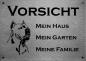Preview: Edelstahl Warnschild Dogo Argentino VORSICHT Mein Haus mein Garten meine Familie